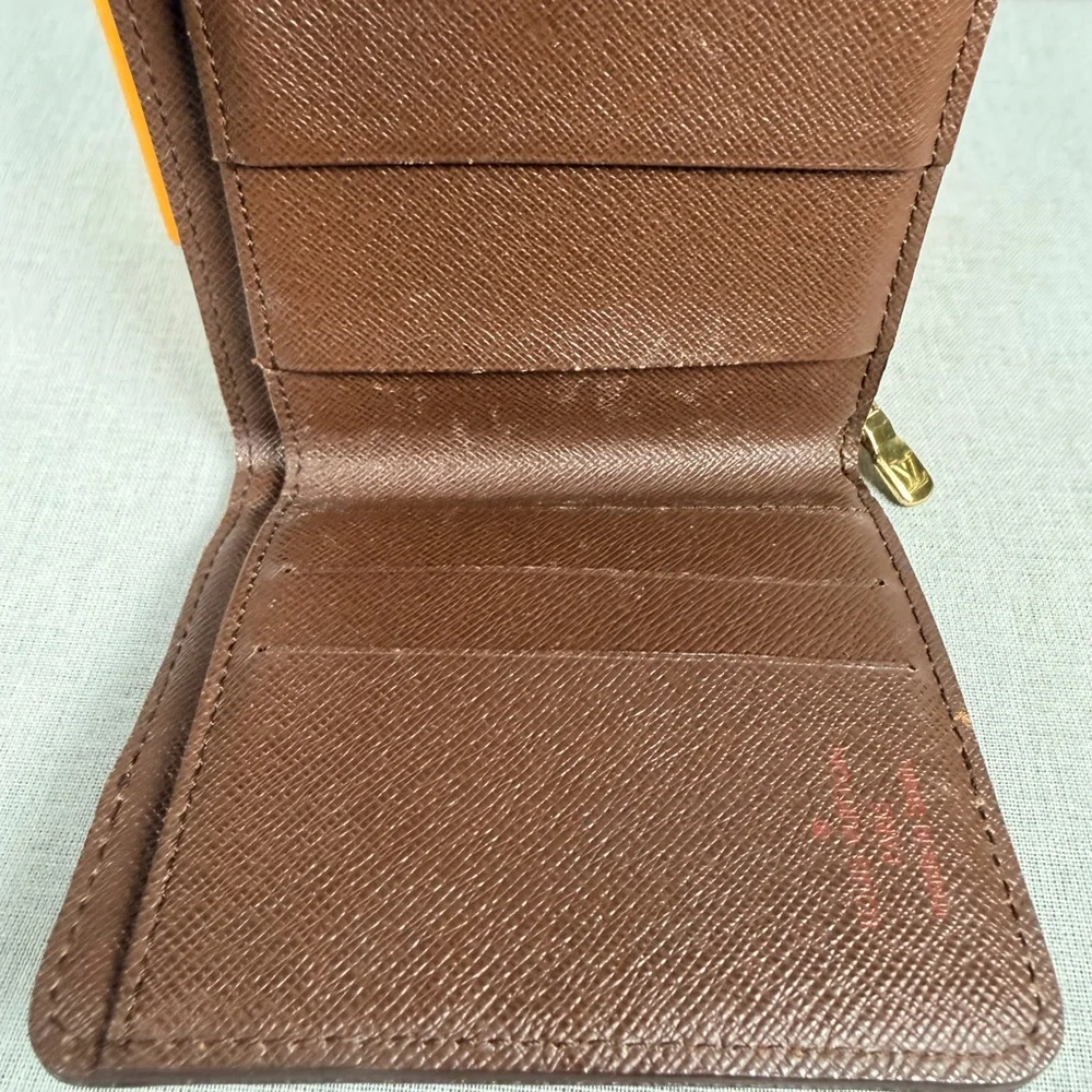 LOUIS VUITTON DAMIER EBENE COMPACT ZIP WALLET N61668 W/ BOX AUTHENTIC